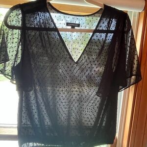 EXPRESS women’s black microsot short sleeve blouse, XS